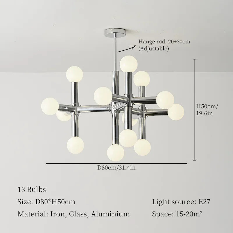 Afralia™ Silver Bauhaus LED Chandelier for Home & Business Decor