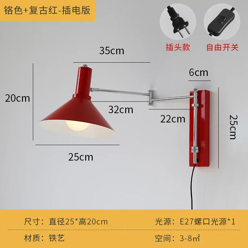 Afralia™ Cream Wind Wall Lamp LED E27 Swing Arm Telescopic Staircase Bedside Reading