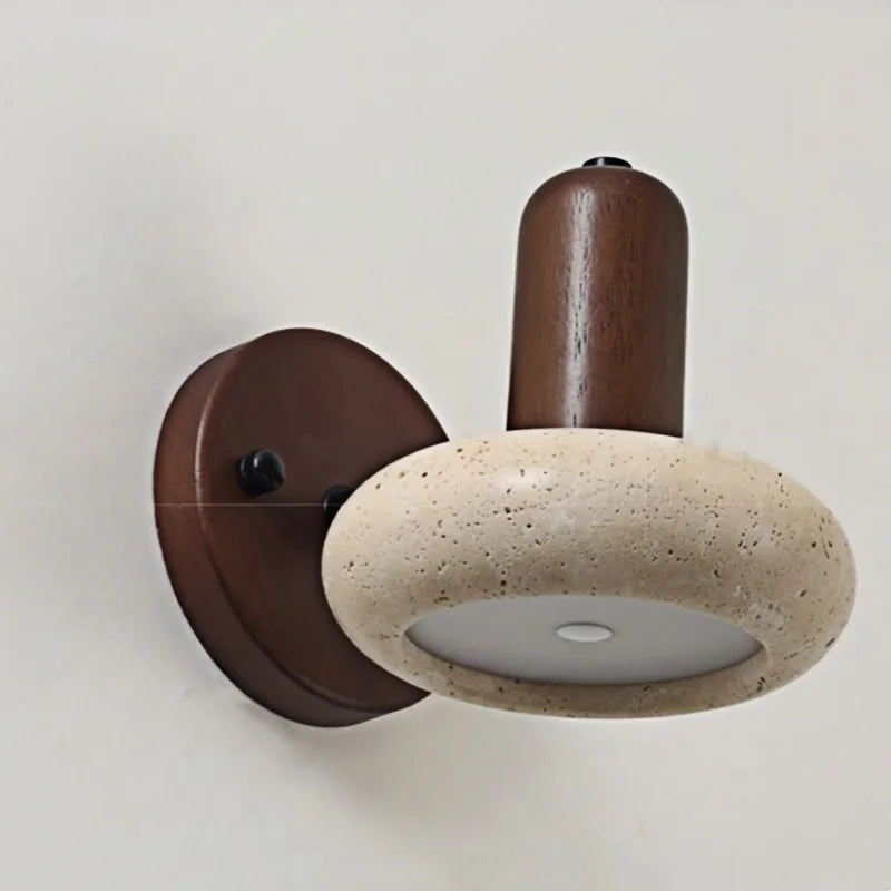 Afralia™ Yellow Travertine LED Wall Lights Rotate Pull Chain Switch