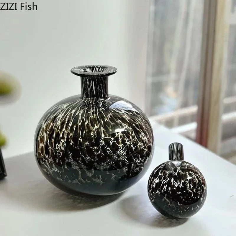 Afralia™ Leopard Texture Glass Vase: Modern Floral Vase for Chic Room Decor