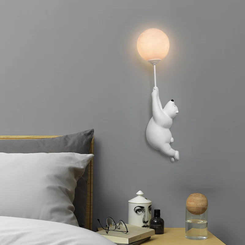 Afralia™ Bear Night Light: Nordic Cartoon Moon Lamp for Kids Room Decor