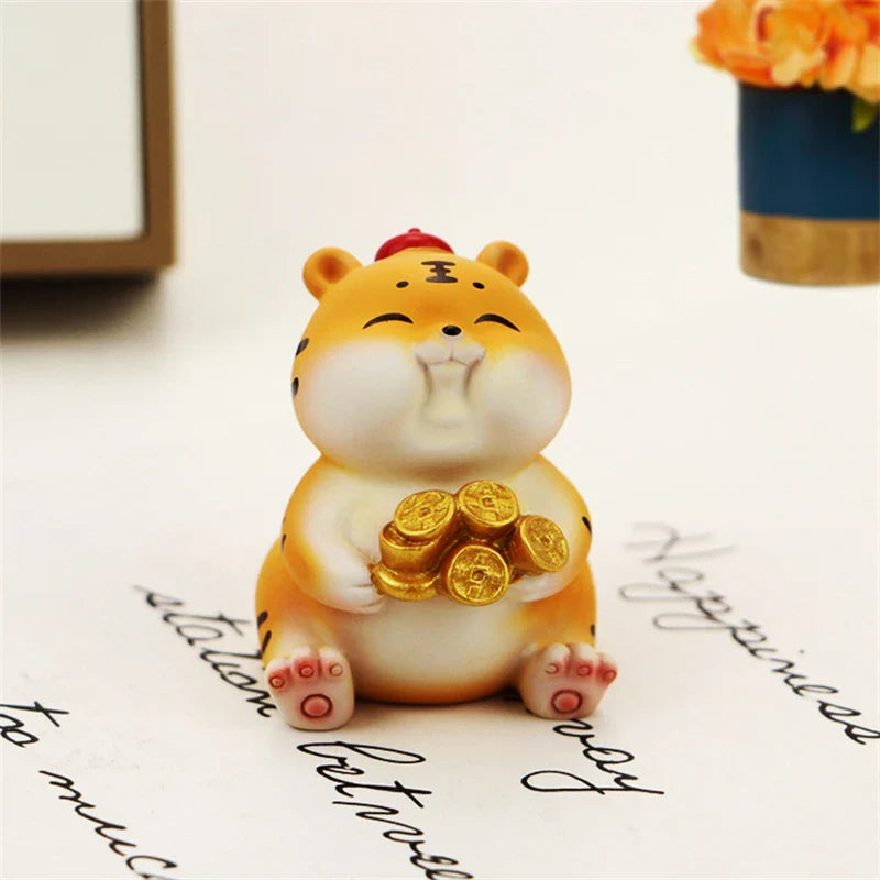 Afralia™ Lucky Tiger Figurine | New Year Fortune Symbol Home Decor Miniature