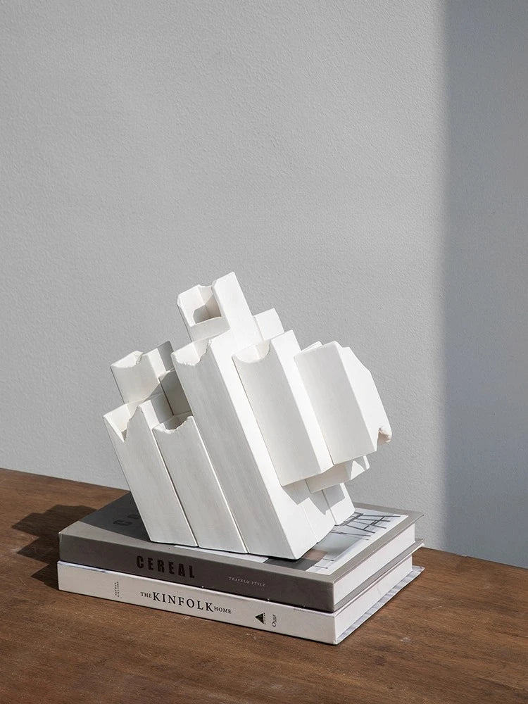 Afralia™ Geometric Ceramic Vase Block Splicing Flower Arrangement Handicrafts Home Decor