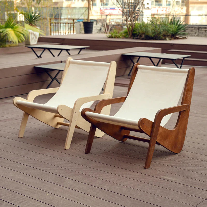 Afralia™ Canvas Recliner: Retro Mid-Ancient Designer Sofa Chair for Living Room & Balcony