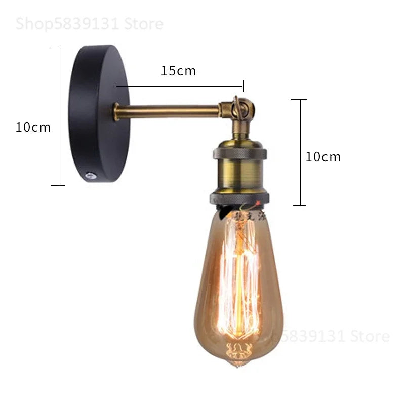 Afralia™ Vintage Metal Glass LED Wall Lamps Retro Industrial Living Room Bedroom Light Fixtures