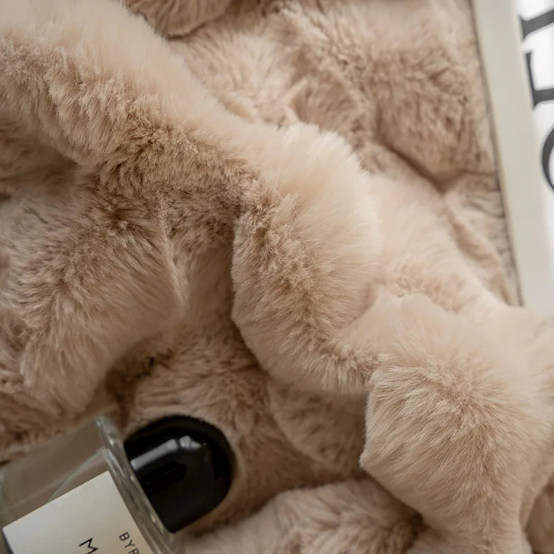Afralia™ Winter Rabbit Fur Throw Blanket in Luxe Milk Velvet - High-End Luxury Warmth