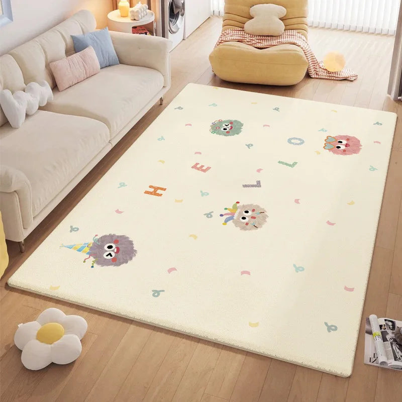 Afralia™ Cartoon Ball Print Cozy Carpet: Anti-Slip, Stain-Resistant Bedside Rug