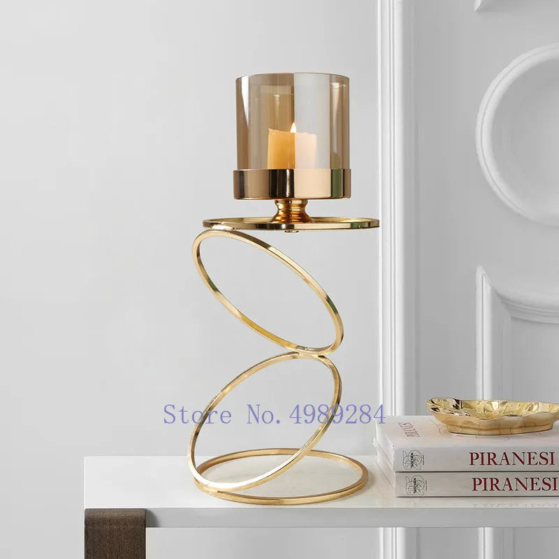 Afralia™ Glass Candle Holders Nordic Retro Gold Candlestick Wedding Home Decor