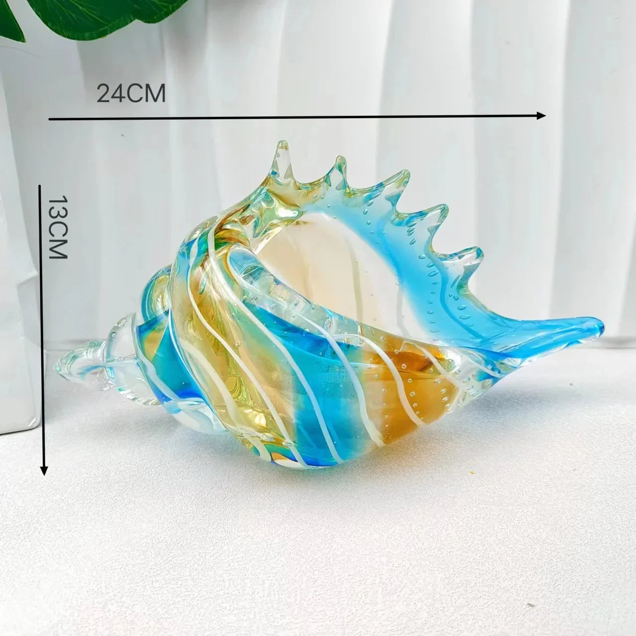 Afralia™ Sea Shell Glass Conch Sculpture Amber Art for Home Decor