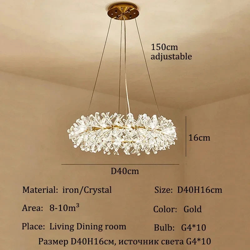 Afralia™ Crystal Chandelier: Luxury Gold LED Lighting for Home Dining Room Decor