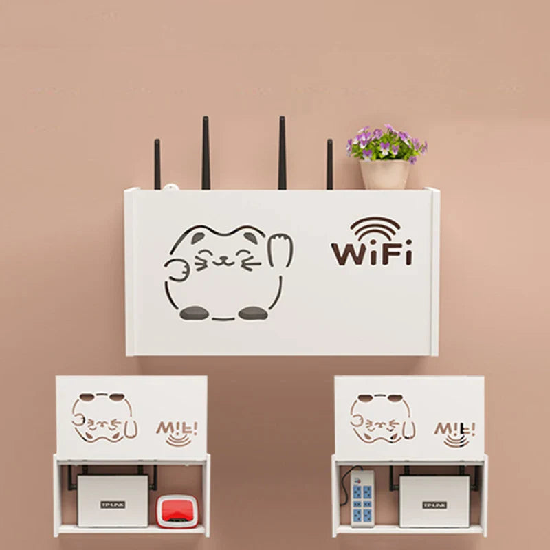 Afralia™ Wifi Router Storage Box TV Set-top Box Rack Power Organizer