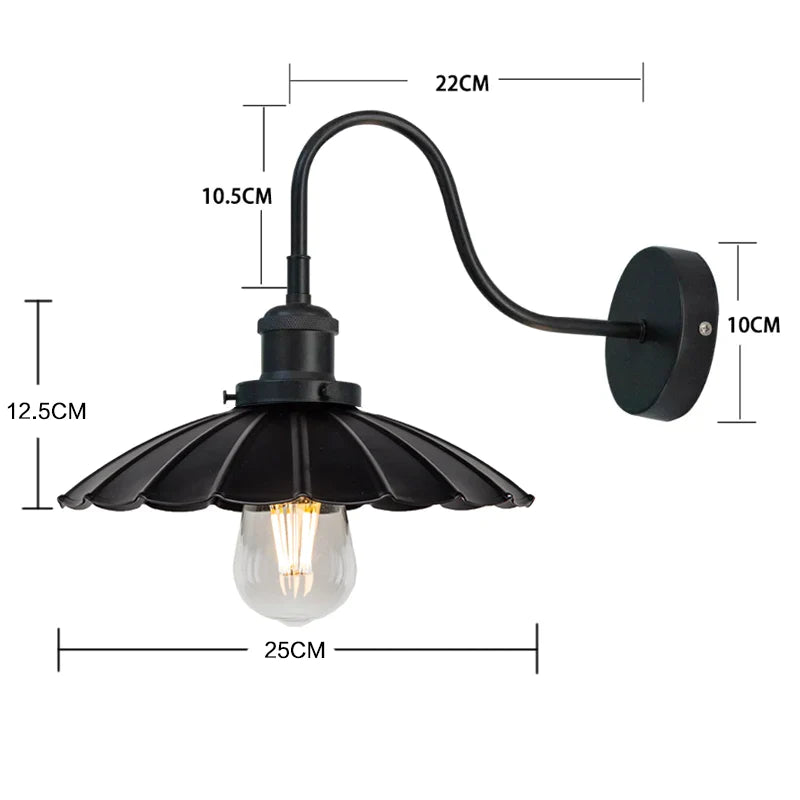 Afralia™ Vintage Black Gooseneck Barn Light Wall Sconce E27 Industrial Farmhouse Wall Mount Lamp