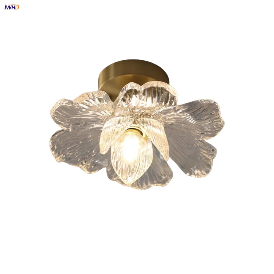 Afralia™ Copper Canopy LED Ceiling Lamp Modern Nordic Flower Acrylic Light Fixtures