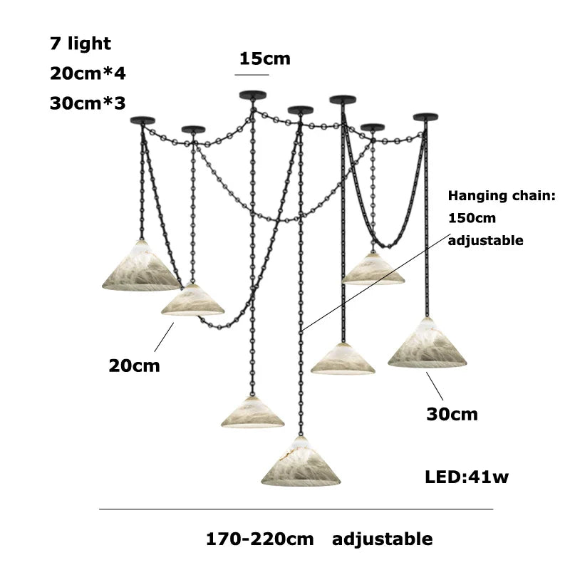 Afralia™ Gold Black Pendant Chain LED Lucite Chandelier - Indoor Bedroom Ceiling Light Fixtures