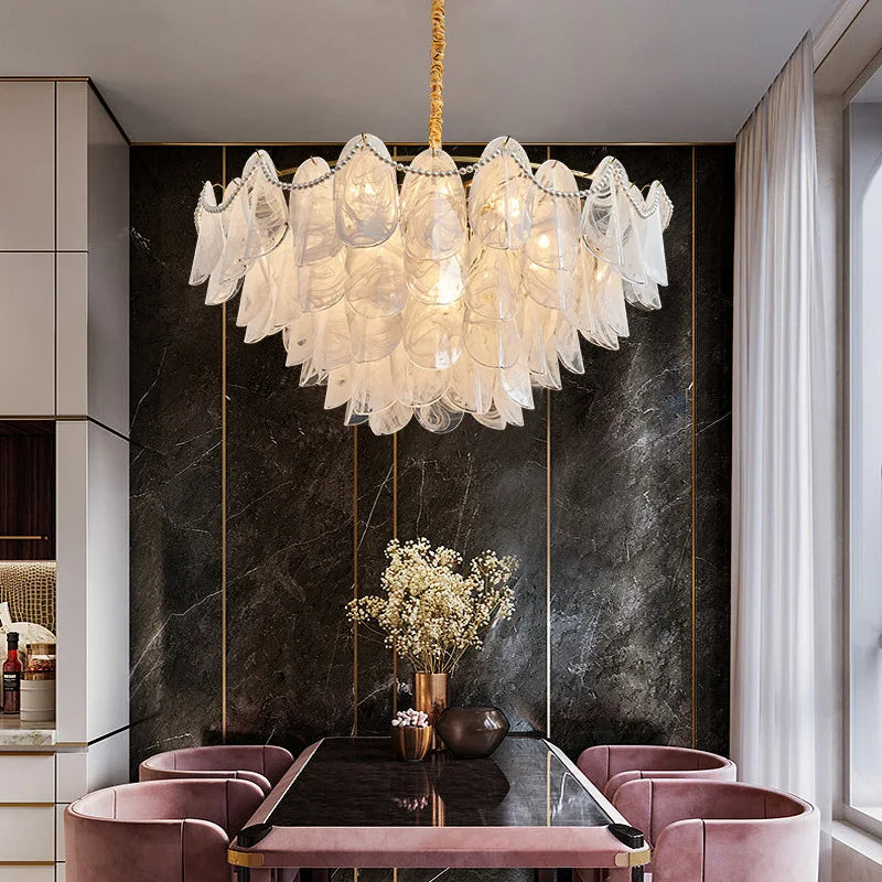 Afralia™ Modern Glass Chandelier for Living Room - Luxury Golden Ceiling Pendant