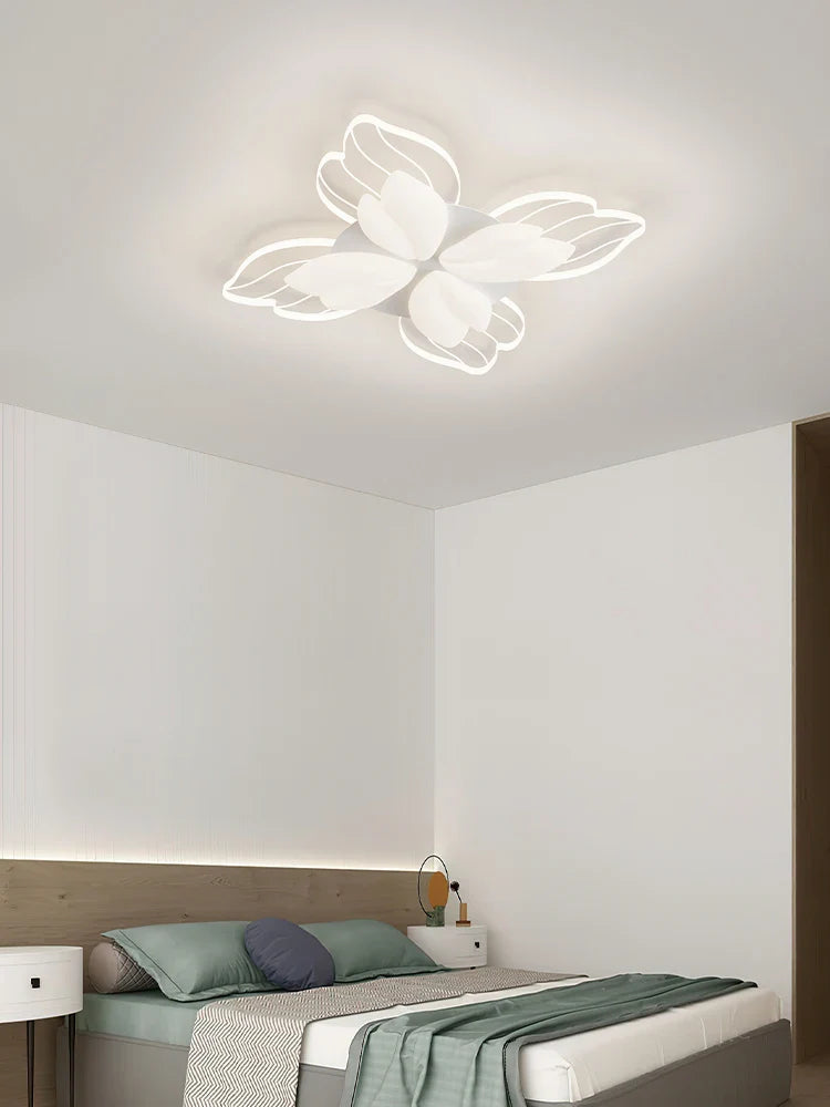 Afralia™ LED Flower Chandelier White Ceiling Lamp for Bedroom Living Room Decor