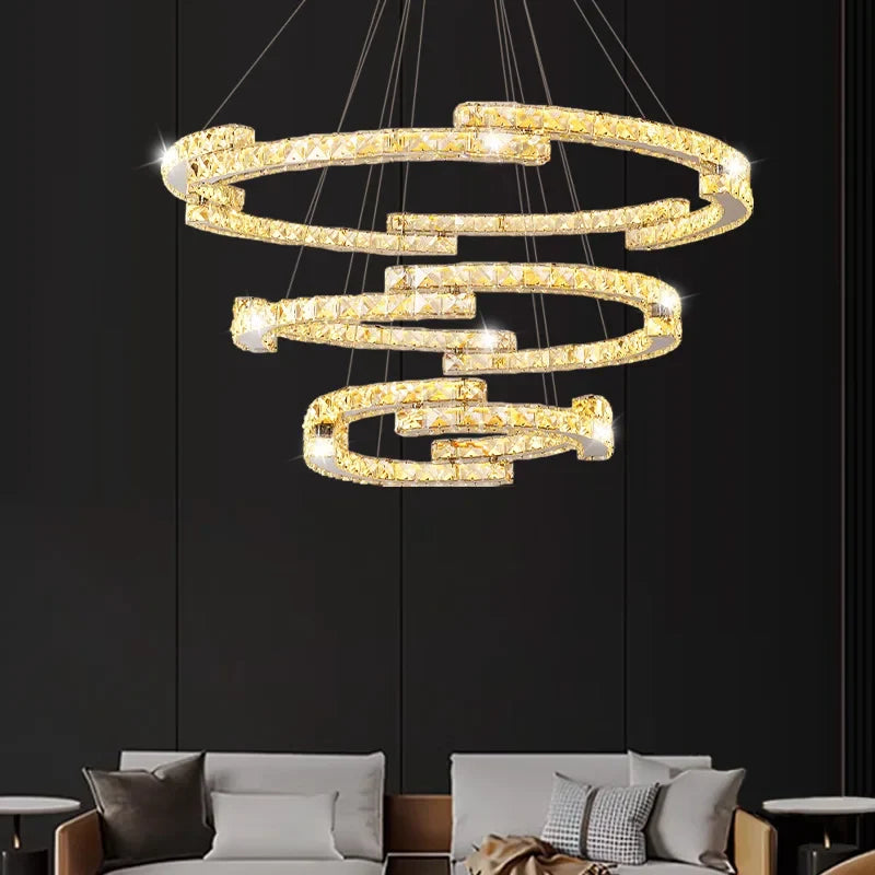 Afralia™ Circular Crystal Pendant Light Chandelier for Living Room