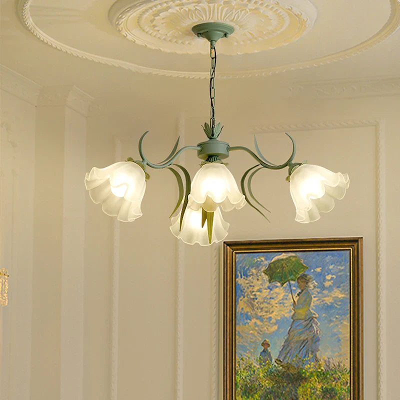 Afralia™ Nordic Green Flower Chandelier: Elegant Floral Ceiling Light for Home & Restaurant