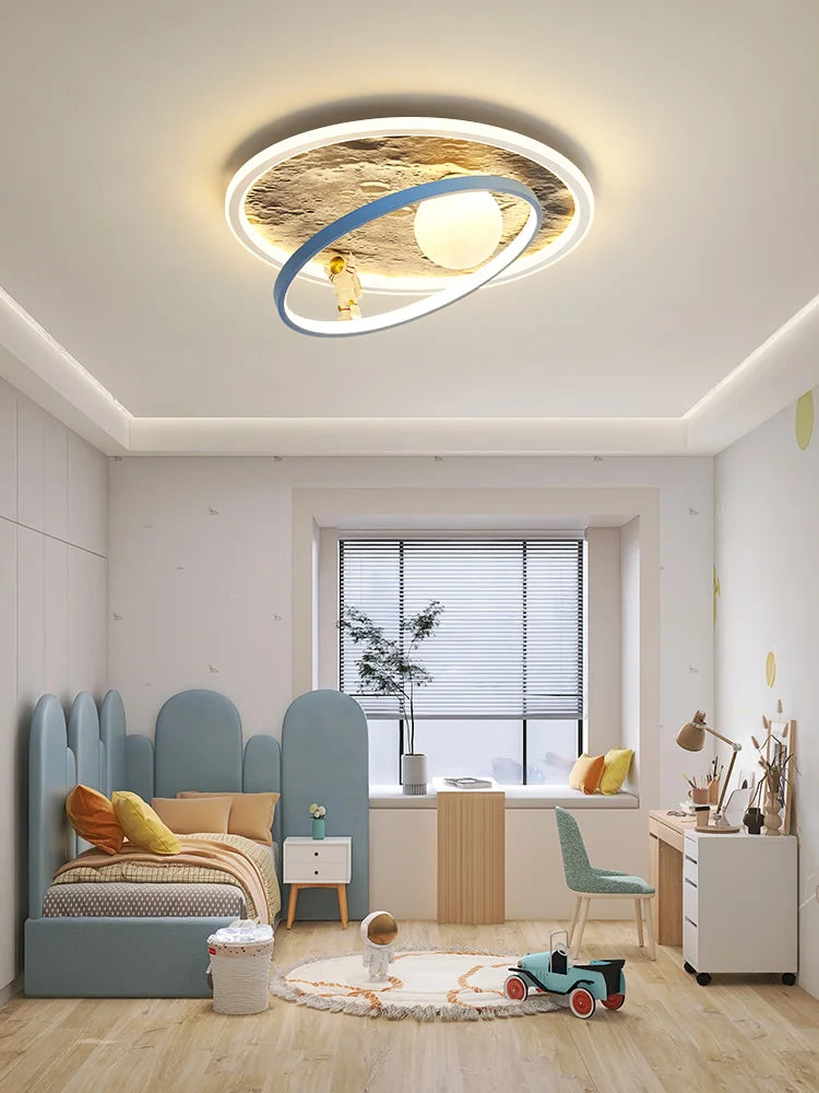 Afralia™ Astronaut LED Chandelier: Remote Control Ceiling Pendant Light for Children's Room