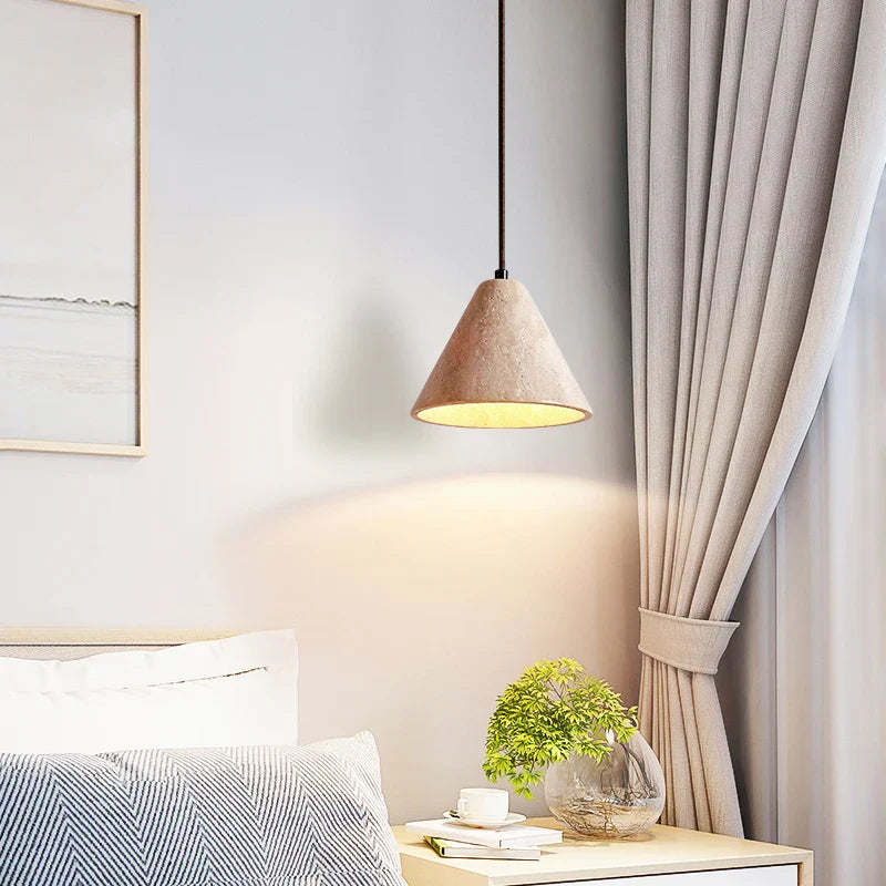 Afralia™ Yellow Travertine Stone LED Pendant Lamp - Vintage Hanging Lighting