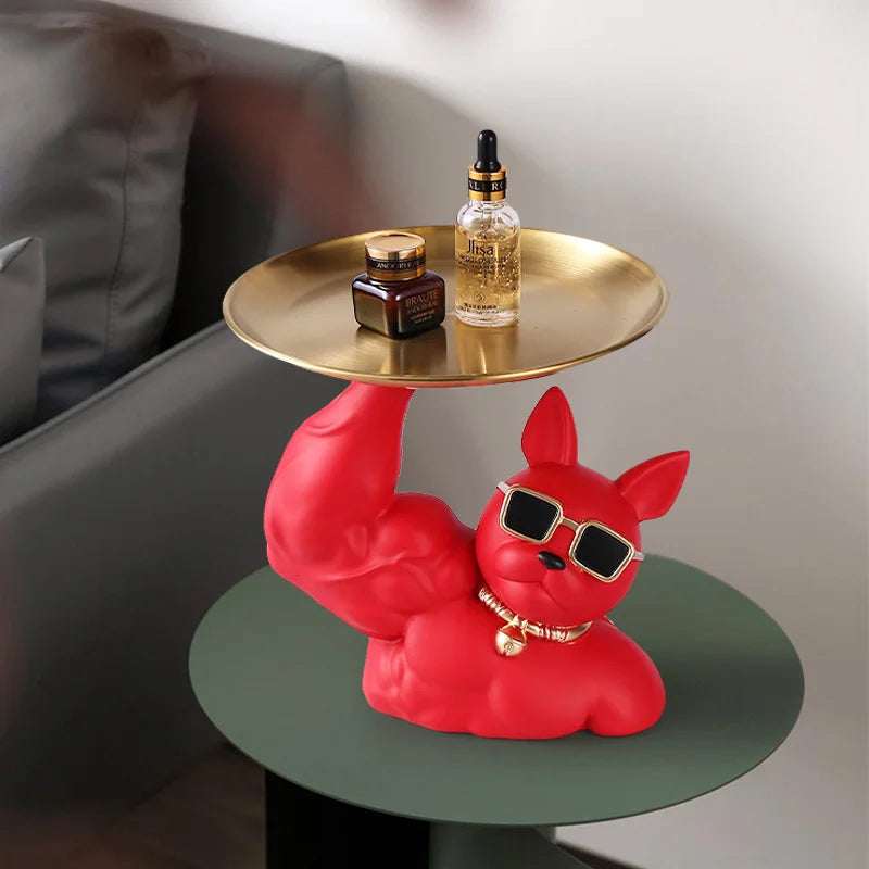 Afralia™ Bulldog Tray: Modern Resin Sculpture for Home Decor, Fruit/Key/Candy Storage