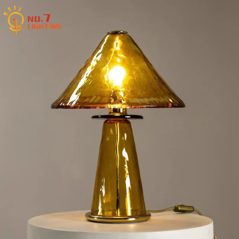 Afralia™ Retro Glass Table Lamp LED E27 Medieval Style Luxury Desk Light