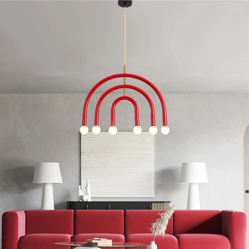 Afralia™ Rainbow Lamp: Colorful Geometric Pendant Light for Dining or Bedroom