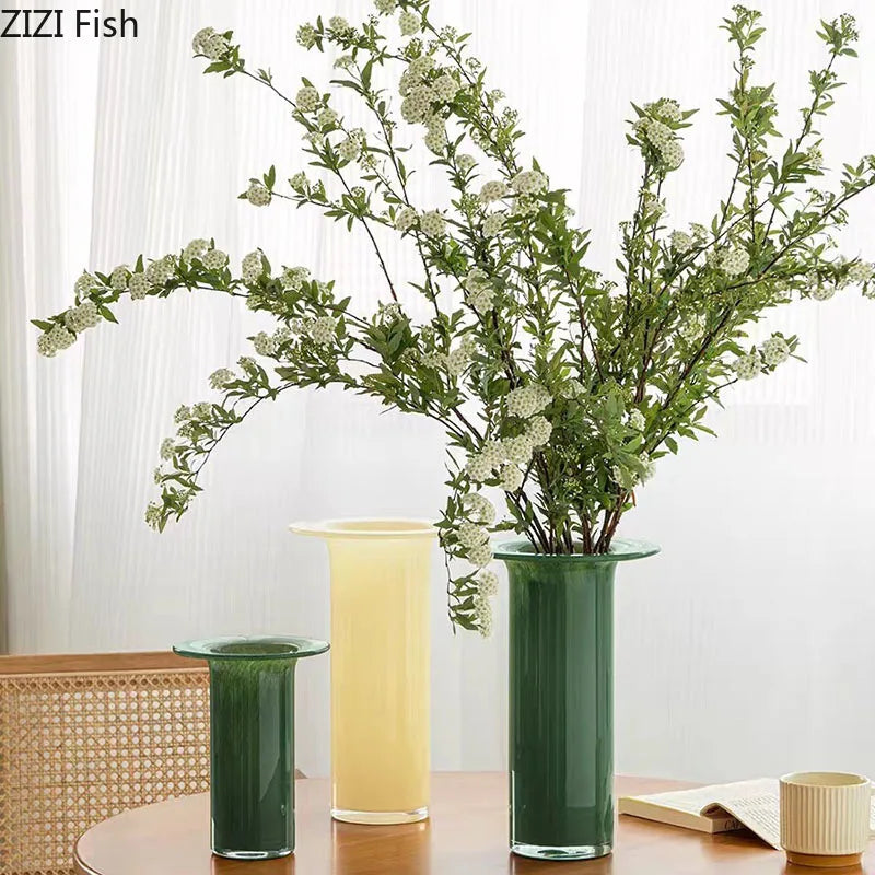 Afralia™ Jade Trumpet Glass Vase Hydroponics Flower Pot Desk Decoration