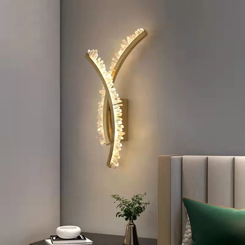 Afralia™ Crystal Gold Metal Wall Light: Luxury Stainless Steel Sconce for Home Decor