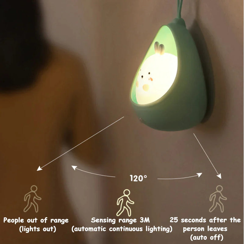 Afralia™ Animal Night Light with Sensor Control for Kids, USB Rechargeable Silicone LED