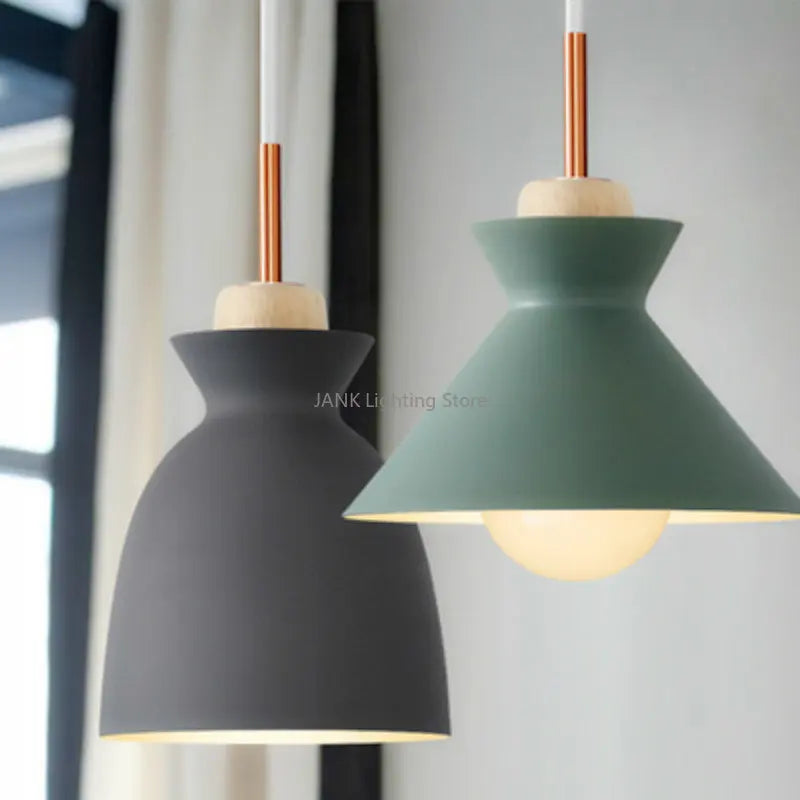 Afralia™ Minimalist Makaron Wood Chandelier LED Pendant Light