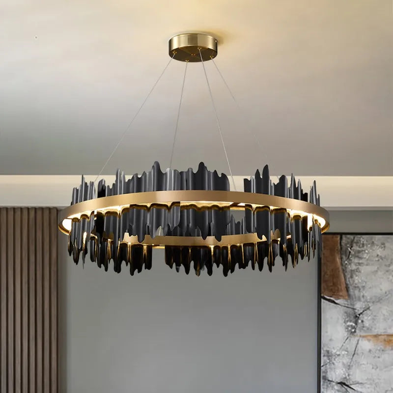 Afralia™ Modern Round LED Chandelier for Home Luxury Decor Lighting