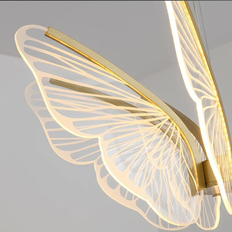 Afralia™ Modern Butterfly Chandelier Minimalist LED Pendant Light for Home Decoration