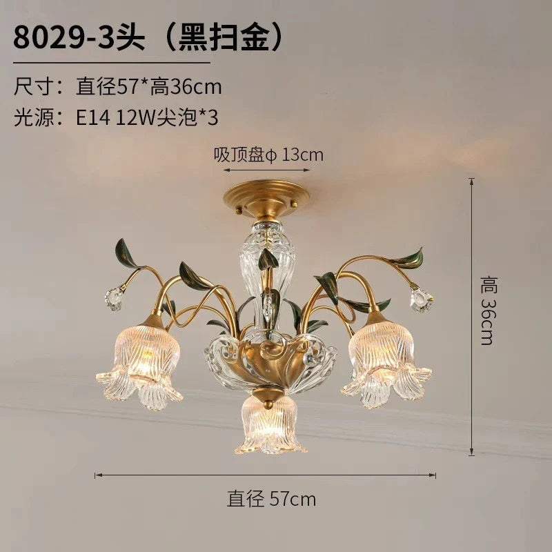Afralia™ Glass Flower Chandelier: Elegant Retro High-End Lobby Main Light for Home, Restaurant