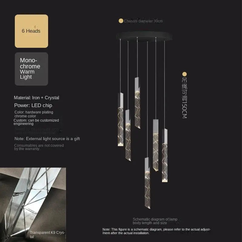 Afralia™ Luxury LED Chandelier for Staircase & Living Room - Modern Nordic Rotating Sky Lanterns