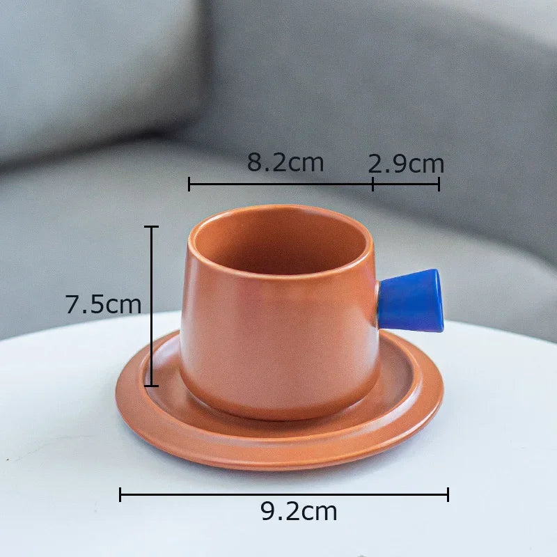 Afralia™ Ceramic Cup & Saucer Set - Modern Design Tea & Coffee Cups