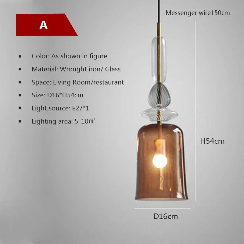 Afralia™ Candy Glass Chandelier Pendant Light for Dining and Living Room