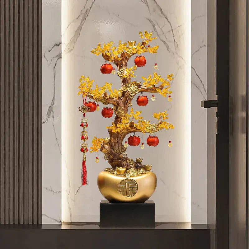 Afralia™ Money Tree Feng Shui Sculpture for Home Hotel Bookshelf Ornament