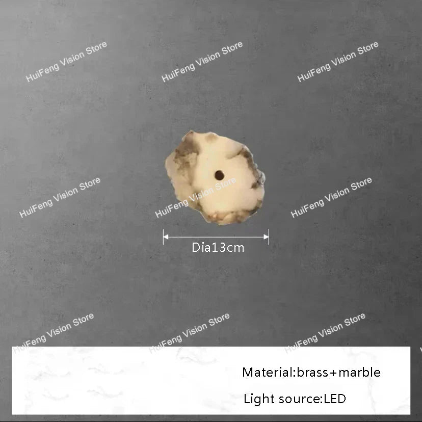 Afralia™ LED Chandelier Classic Lighting Marble Gold Stone Lampshade Home Decor