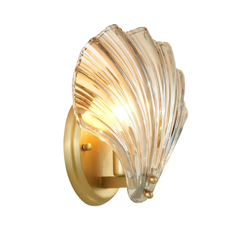 Afralia™ Glass Shell Led Wall Lamp: Modern Hall Sconce with Creative Lighting for Bedroom, Kitchen.