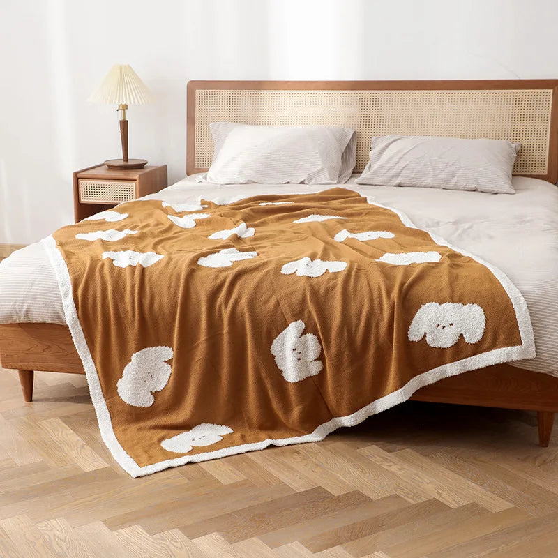 Afralia™ Cozy Flannel Blanket for Home Office - Double-Sided Knitted Sofa Cover & Quilt