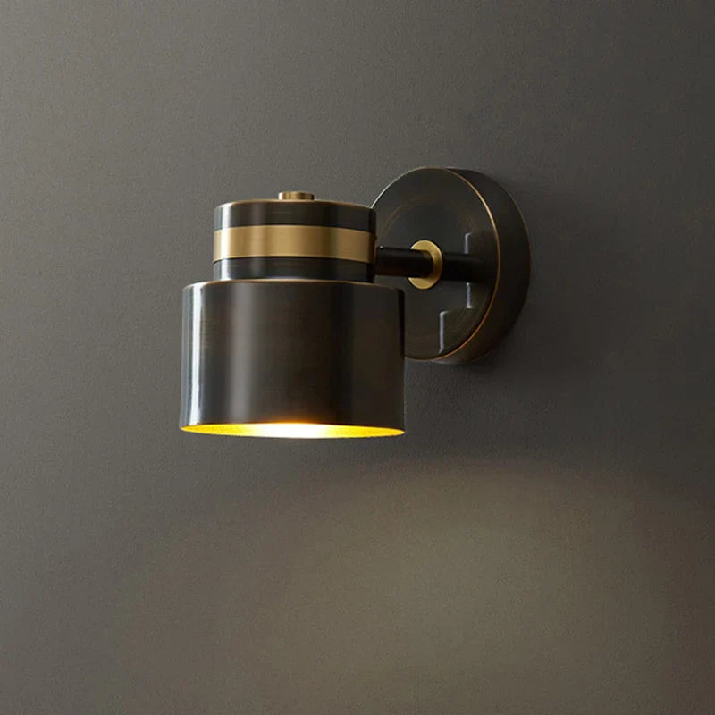 Afralia™ Nordic Brass Wall Lamp with Switch, Modern Minimalist Indoor LED Wall Light