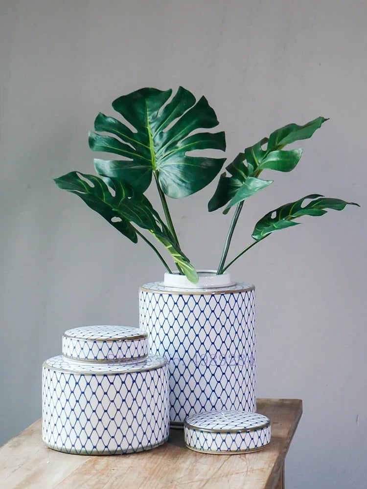 Afralia™ Chinese Retro Ceramics Golden Vase with Cover for Home Décor and Organization