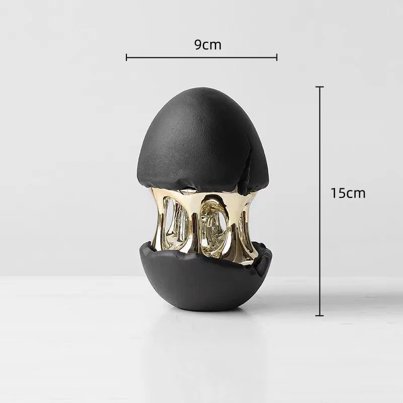 Afralia™ Abstract Eggshell Hollow Out Cracked Egg Decorative Figurine