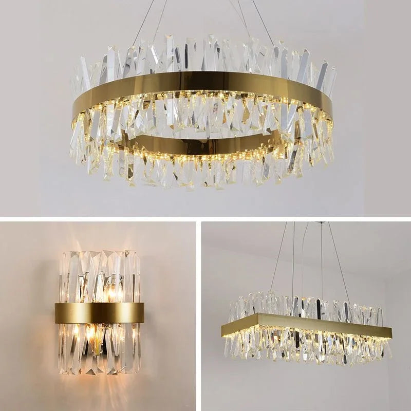 Afralia™ Luxury K9 Crystal Ceiling Chandelier LED Pendant Light for Living Room Bedroom Decor