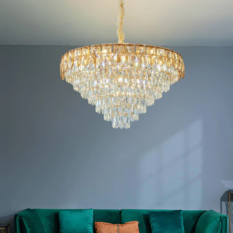 Afralia™ Crystal Chandelier LED Light Modern Luxury Designer for Main Living Room & Hotel