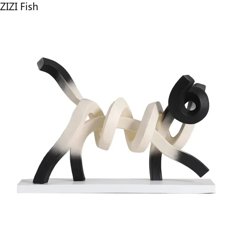 Afralia™ Twisted Line Cat Sculpture: Modern Abstract Resin Statue for Room Decor