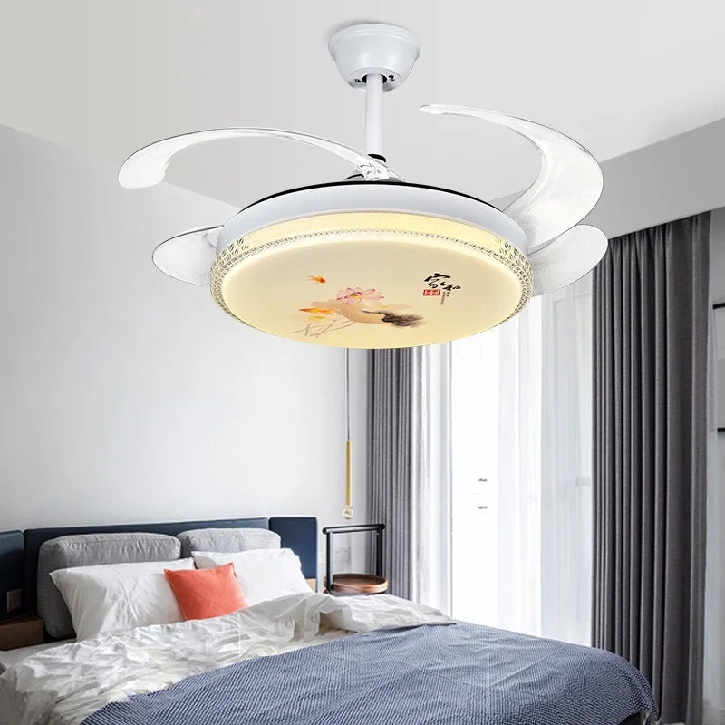 Afralia™ Dimmable Smart Home Bedroom Ceiling Fan Light with Remote Control