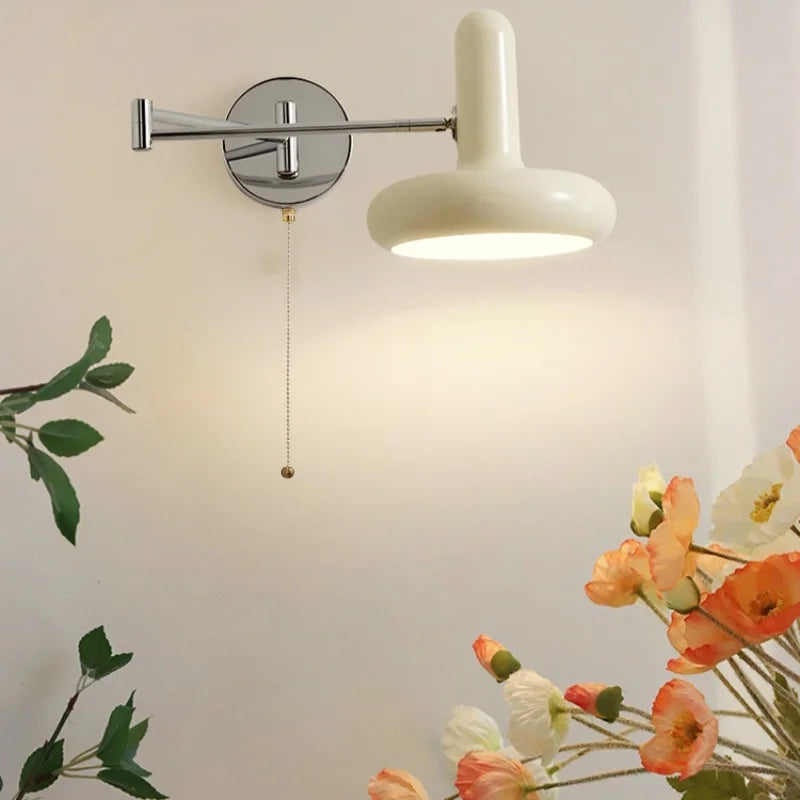 Afralia™ Nordic LED Wall Sconce Indoor Lamp Rotatable Light Fixture Pull Chain Switch