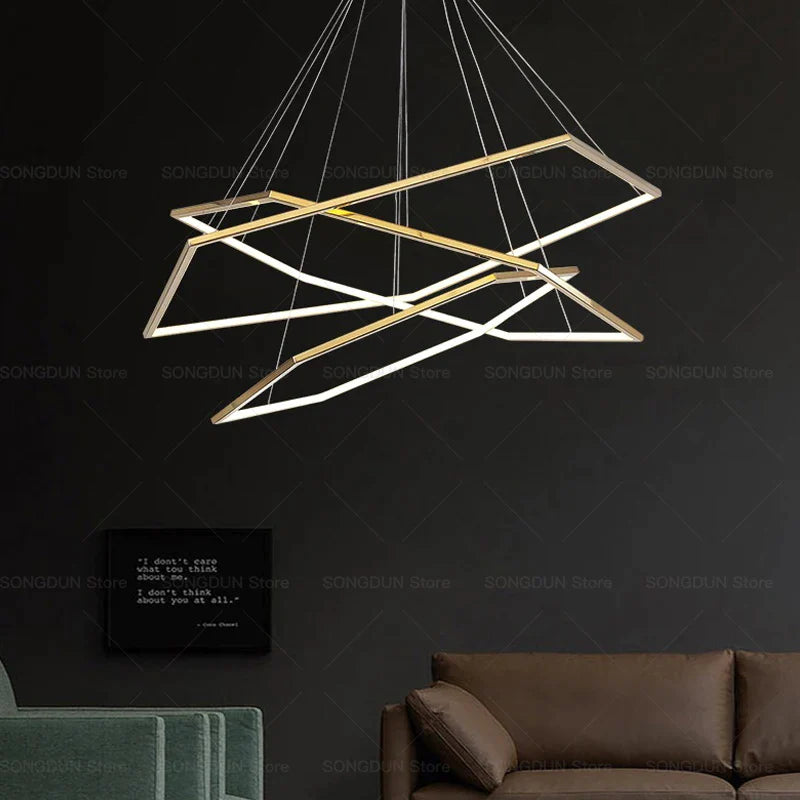 Afralia™ Hexagonal Chandelier: Modern Minimalist Villa Lighting for Luxury Living